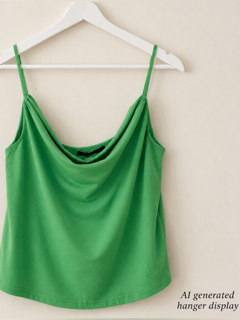 Brooklyn Karma Green Draped Cowl Neck Tank Top